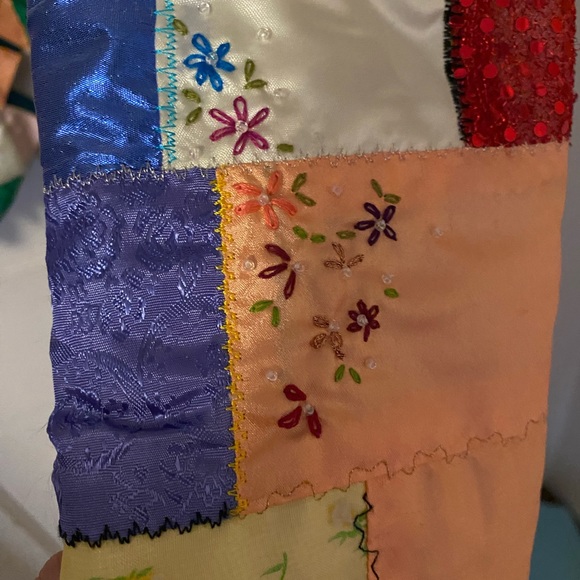 VINTAGE Crazy Quilt Jacket/Coat embroidery cat, ribbons, many textures! 80s - Picture 15 of 16